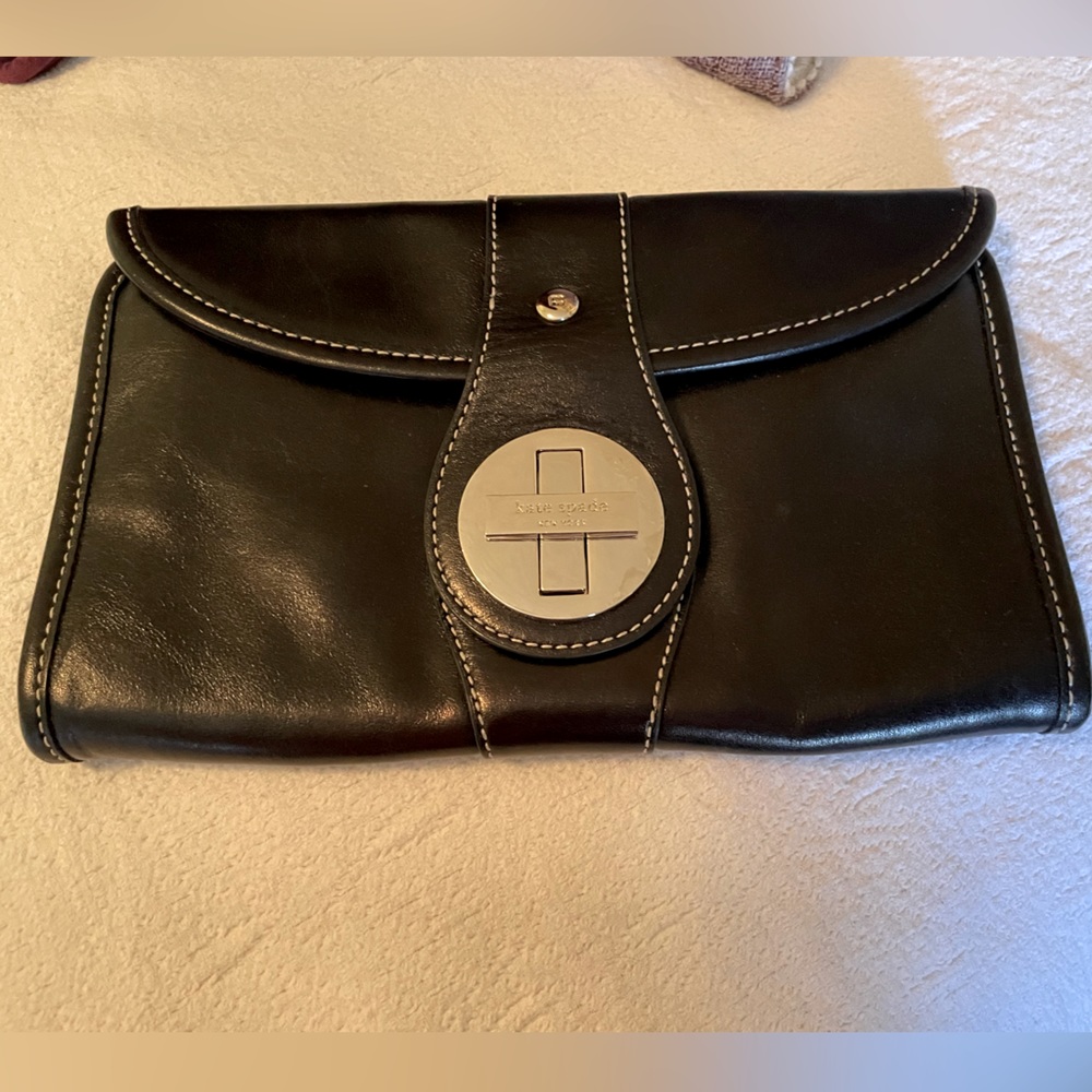 Kate Spade black clutch with metal latch